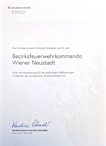 Dankesurkunde BFKDO21 2022