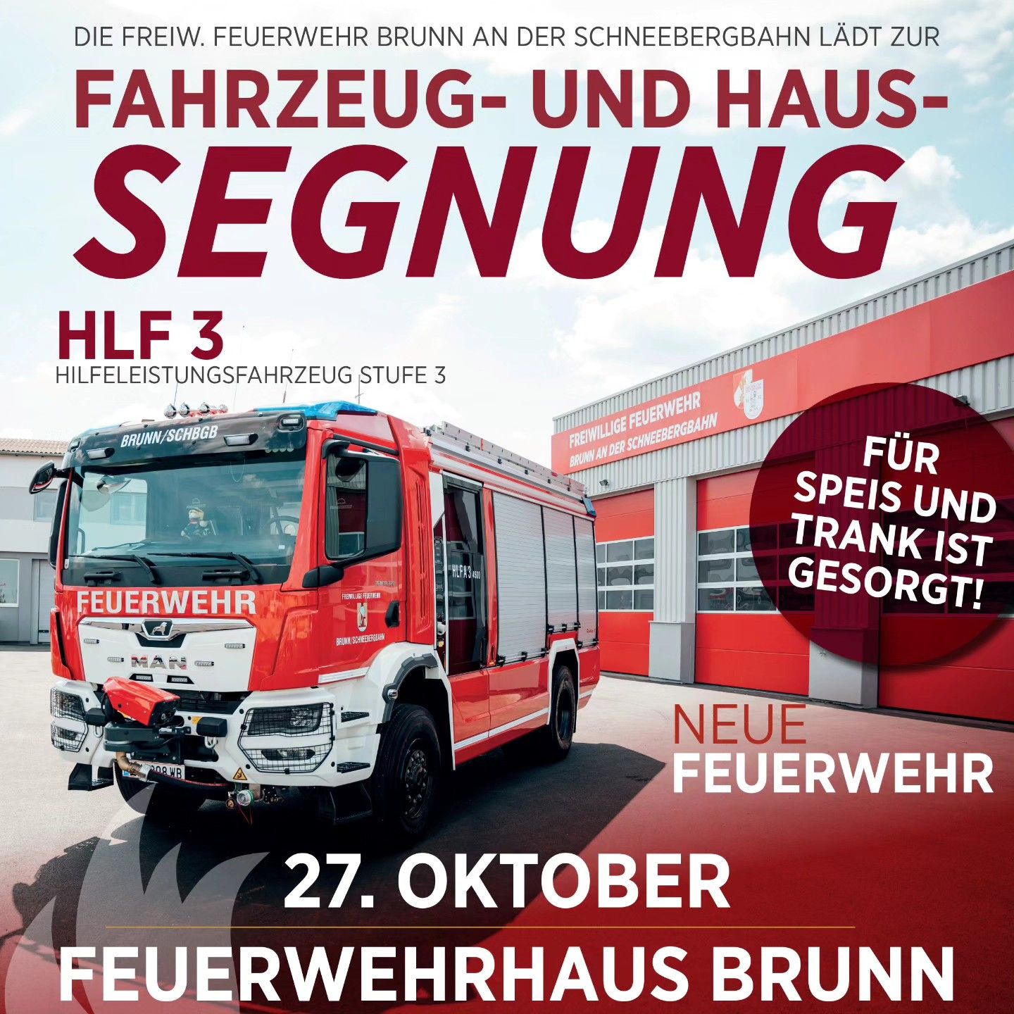 plakat feuerwehrhaus und fahrzeugsegnung ff brunn 2024