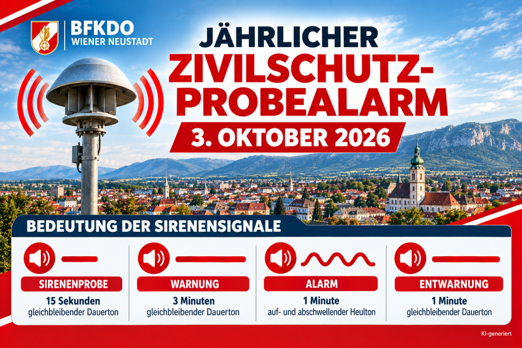 Zivilschutz- Probealarm am 3. Oktober 2026